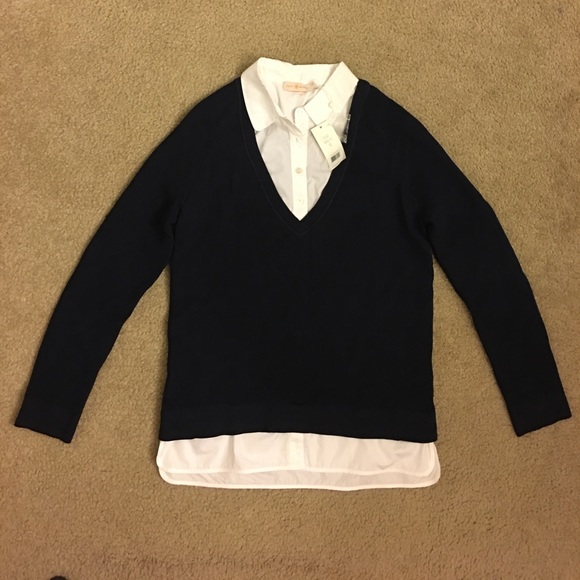 Tory Burch Knit Sweater Navy Size Med - Picture 4 of 6