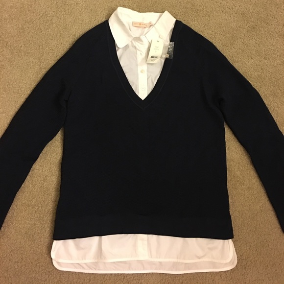 Tory Burch Knit Sweater Navy Size Med - Picture 2 of 6
