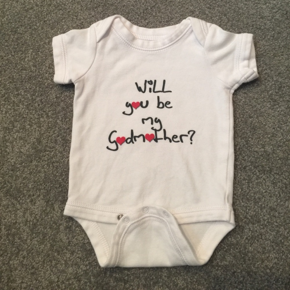 Will You Be My Godmother 0-3 month onsie