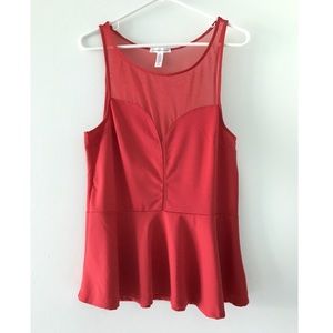 Sleeveless Red Peplum Top
