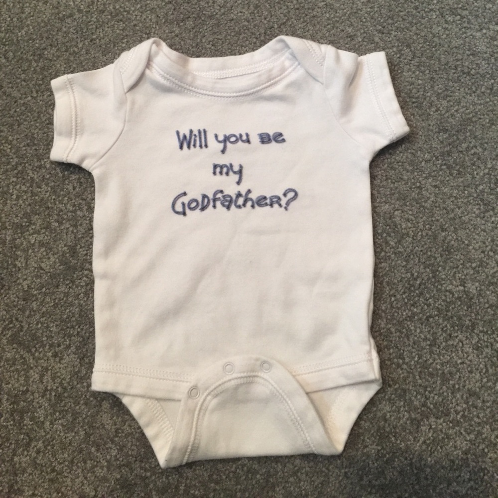 Will You Be My Godfather onsie 0-3 months