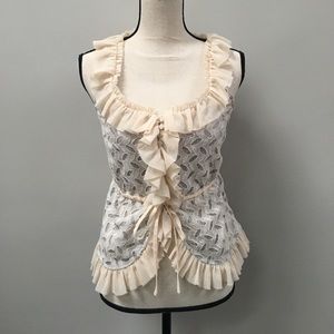 Anthropologie ruffled button down vest