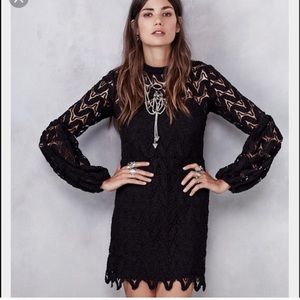 Free People Josey Lace Black Dress