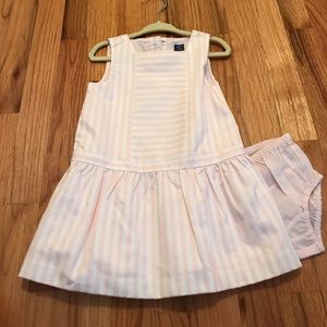 Pink and White Stripe Sleeveless Dress