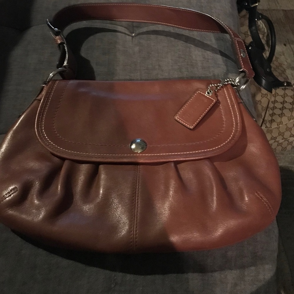 Authentic coach brown handbag and matching wallet
