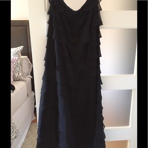 Adrianna Papell Black Maxi Tiered Skirt Sz 14