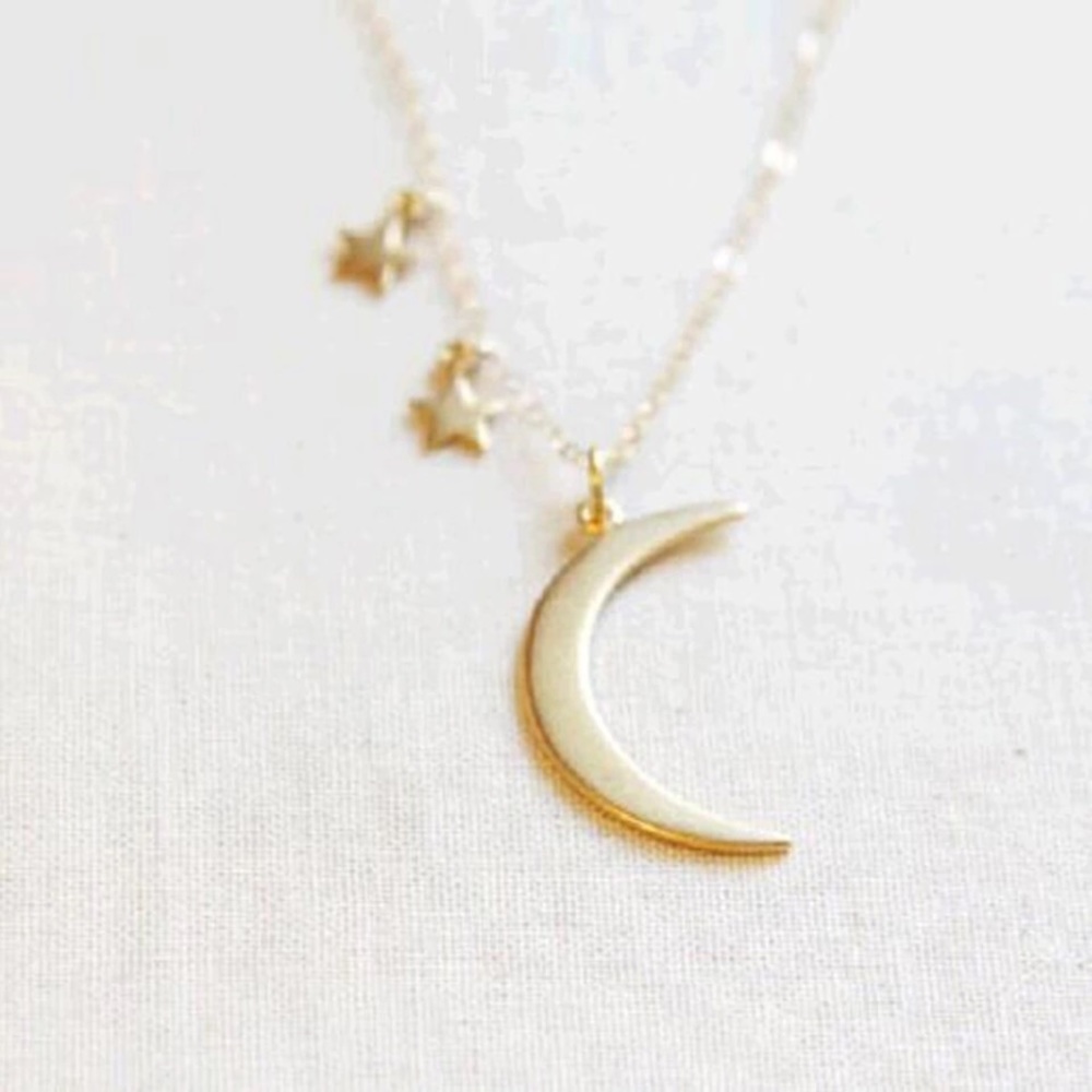 Delicate silver moon & stars necklace - Picture 3 of 3