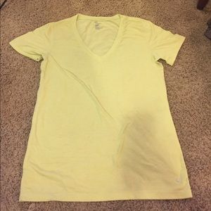Gap Fit V Neck Women Neon Yellow M Shirt Athletic