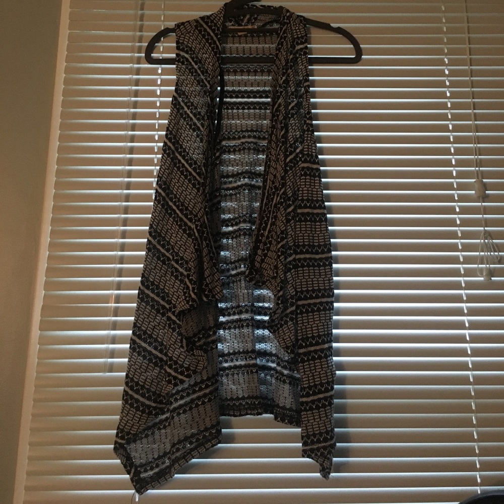 Black and white long flowy Vest