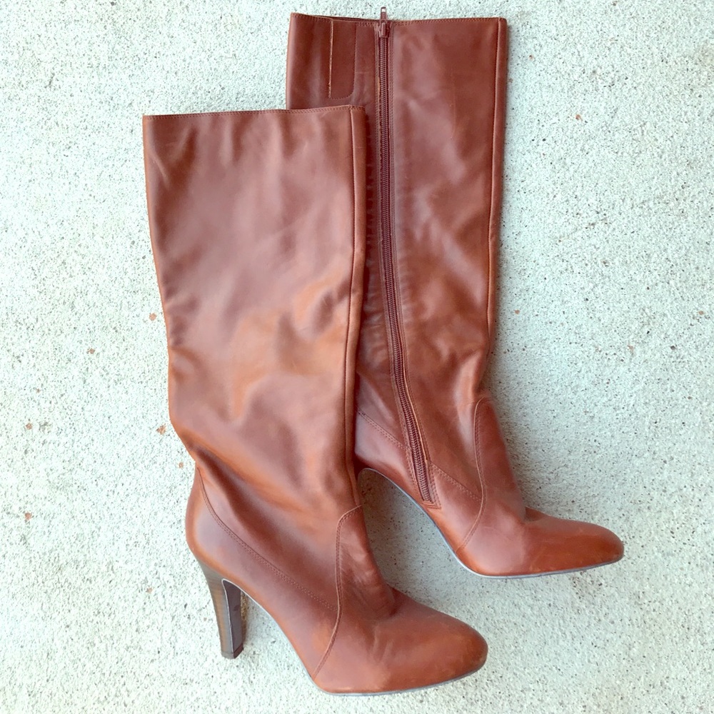 Super cute cognac/brown mis-calf 4” heel boots!