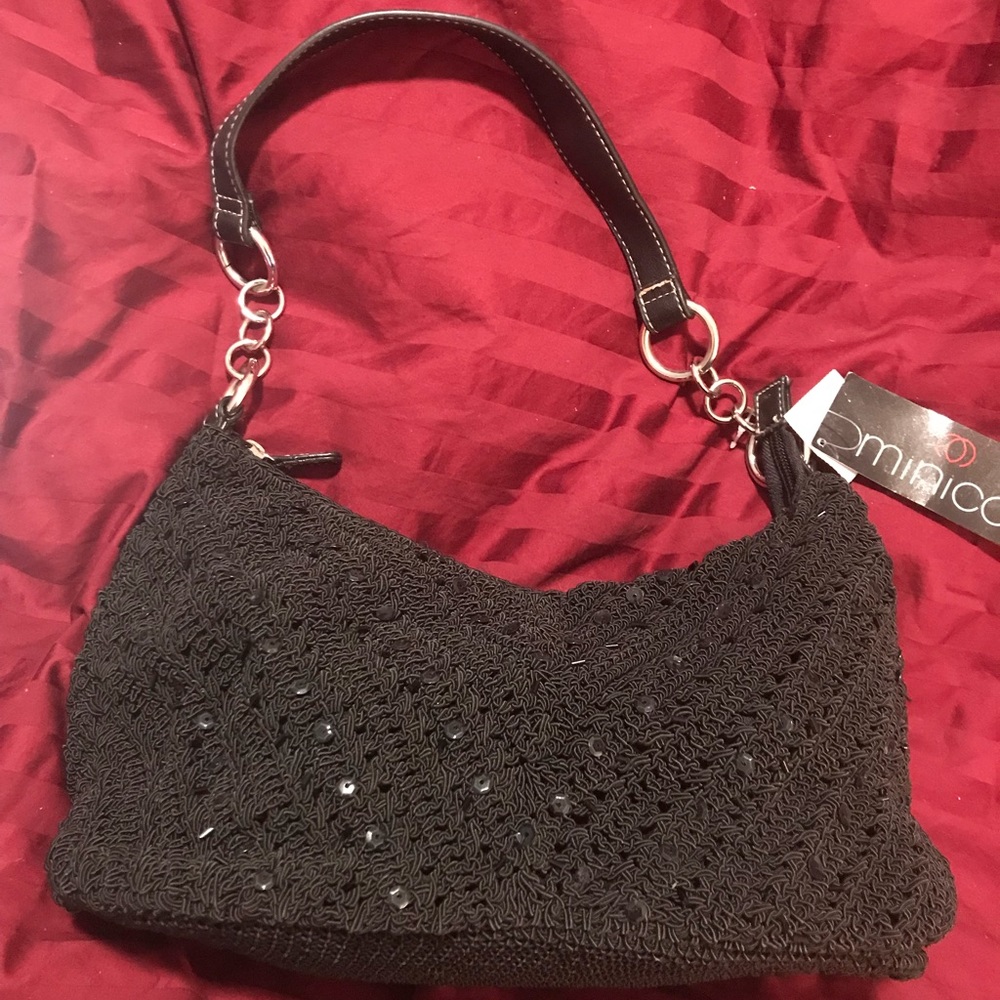 NWT Beaded black purse with shoulder strap evening bag, party & everyday!  NEW!