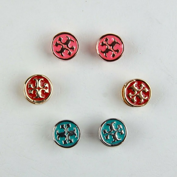 Tory Burch Logo Earrings (Blue & Silver) - Picture 6 of 7