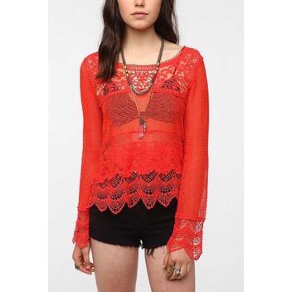 Urban Outfitters Orange Shooting at Stars Top