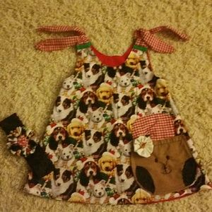 Girls 3/4 Handmade Christmas Dress Set