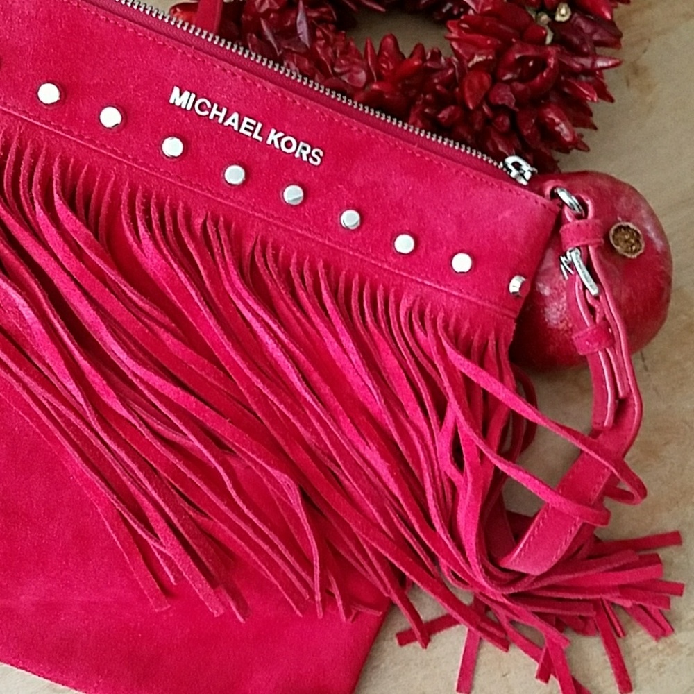 Additional Photos of Michael Kors Red Suede Purse