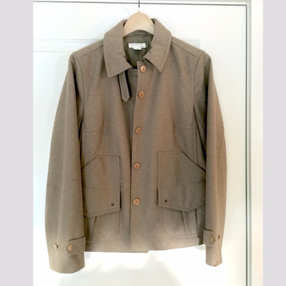 J.Crew Brown Tan Lined Wool Peacoat Medium