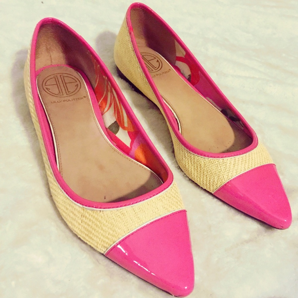 Lilly Pulitzer Patent Pink Leather Cap Toe Flat