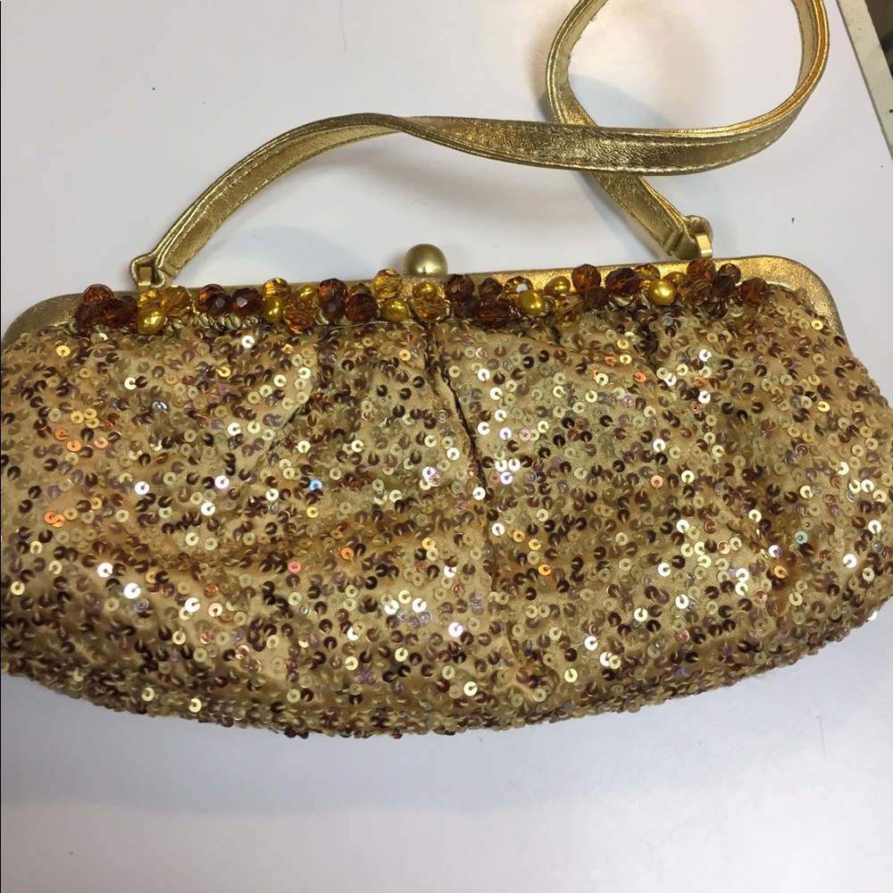 Adrienne Vittadini Gold sequenced clutch