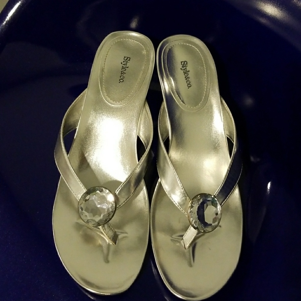 Silver wedge sandals