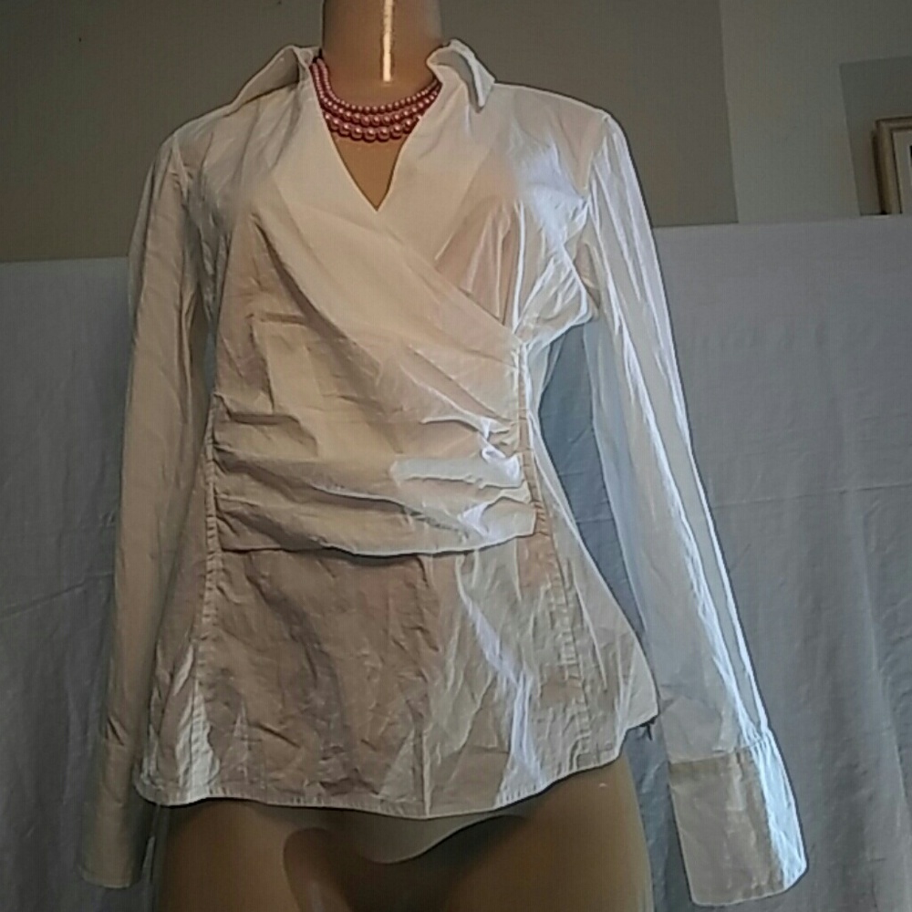 Talbots Petites Womens White Summer blouse size 8P