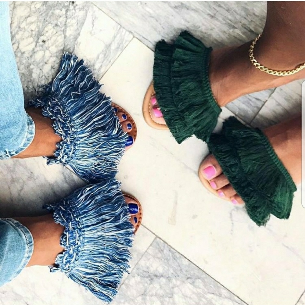 Fringed sandals. NEVER WORN!