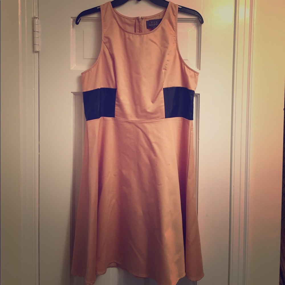 PJK Fit & Flare Dress with Faux Leather detail