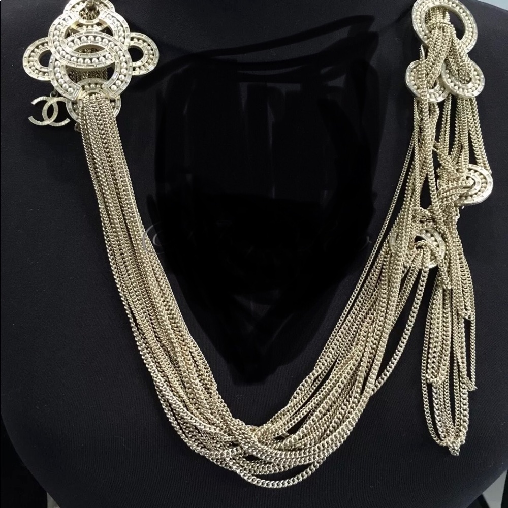 Chanel pearl medallion multi-strand necklace