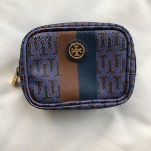 Tory Burch leather cosmetic bag with gold details