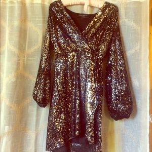 Silver and black sequin AKIRA dress