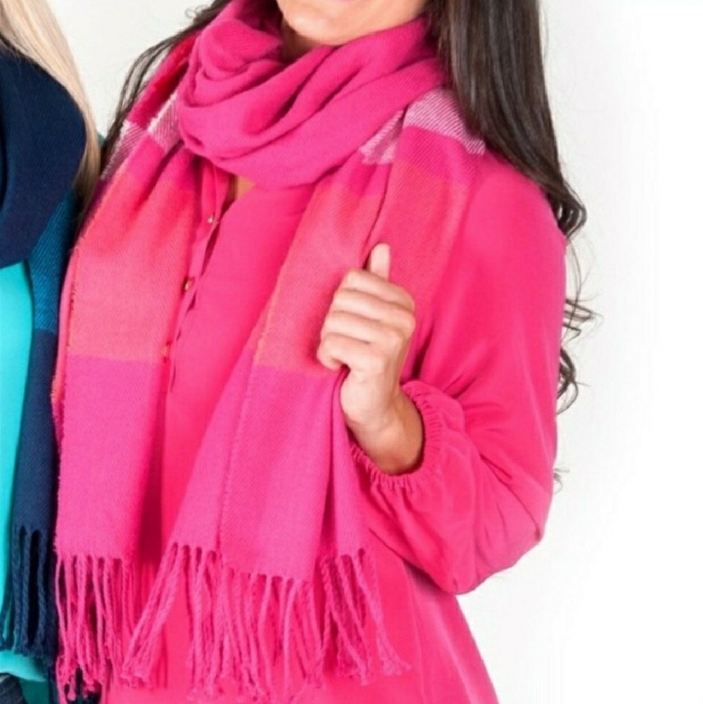 Vibrant Pink Fringe Scarf