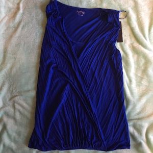 Apt. 9 Crossover Drape sleeveless top royal blue