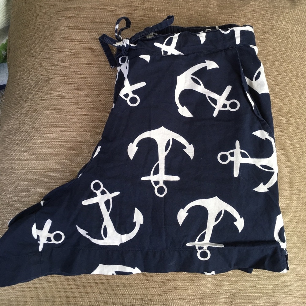 Navy & White Preppy Anchor Shorts