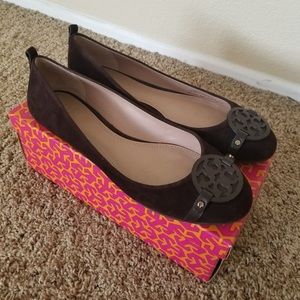 Tory Burch Mini Miller Suede Espresso Flats