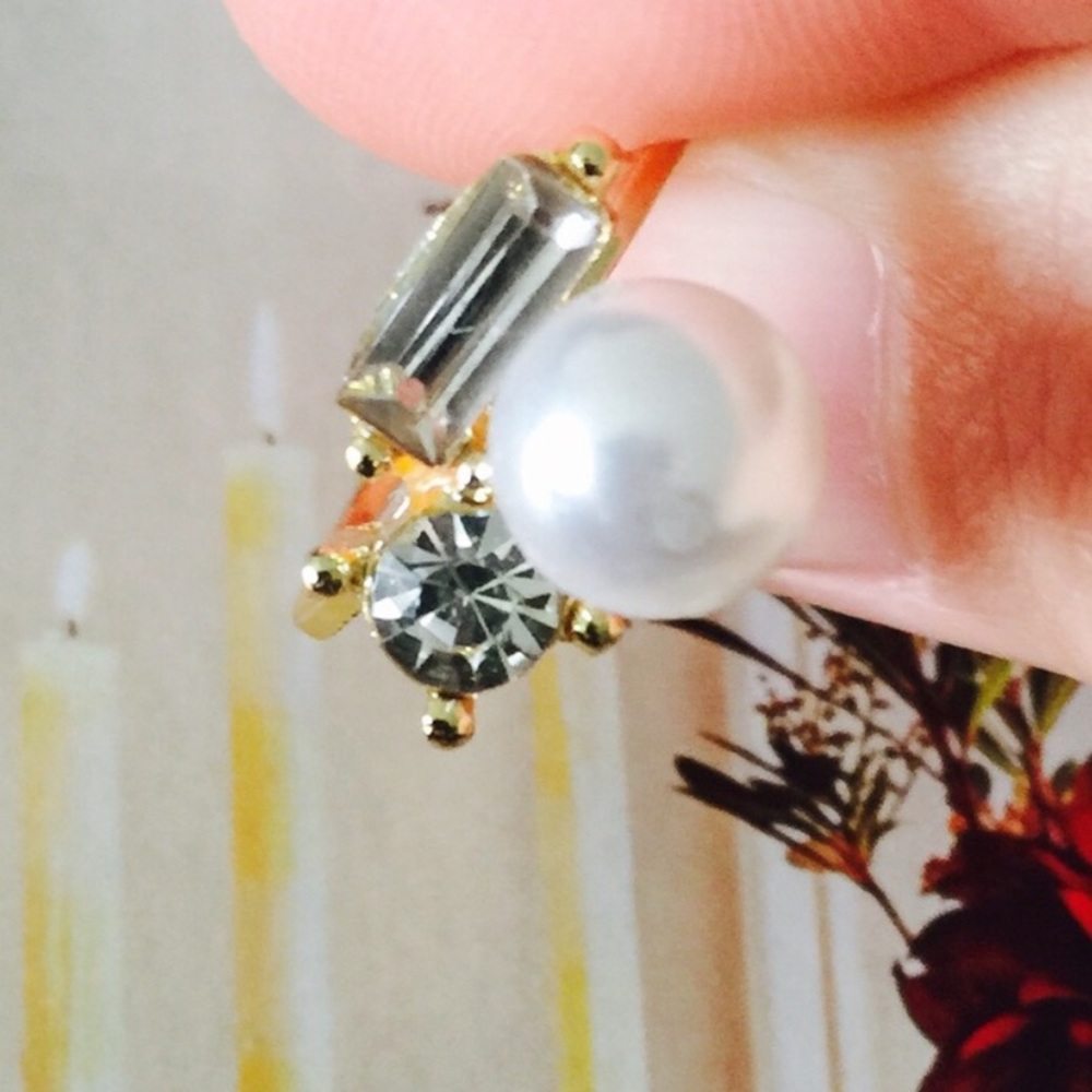 ❗️SOLD Chic Stone Pearl  Ring Sz 8 - Picture 2 of 3