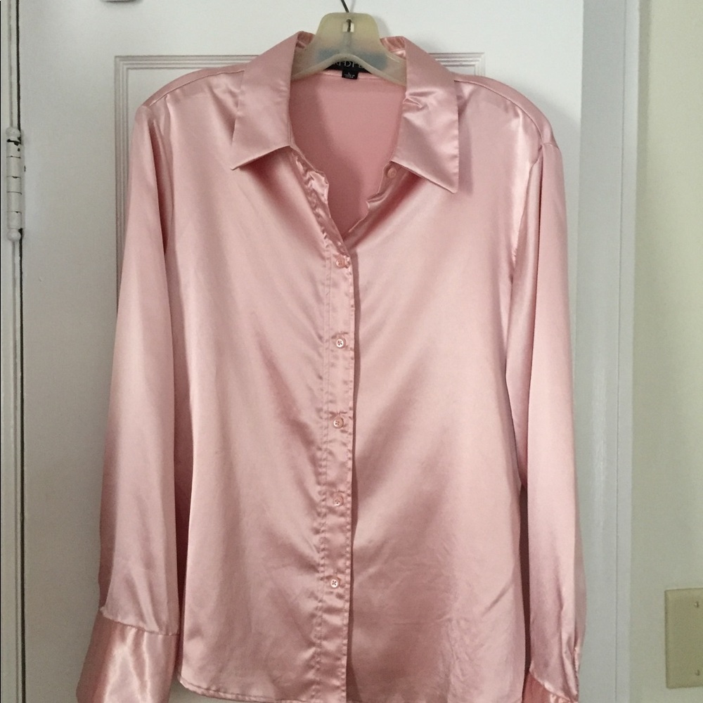 Pink satin blouse