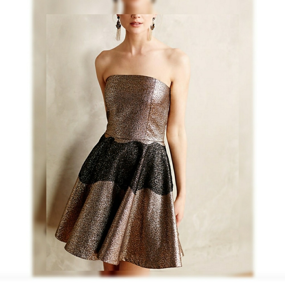 Foil Brocade Holiday Dress