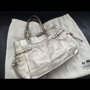 Coach leather gold tote