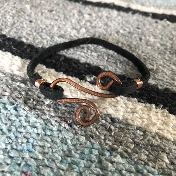 Copper and leather handmade bracelet - Picture 1 of 5
