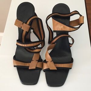 Gucci tan leather strappy Sandals.