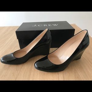 J Crew Martina Patent Wedge- Black 6.5