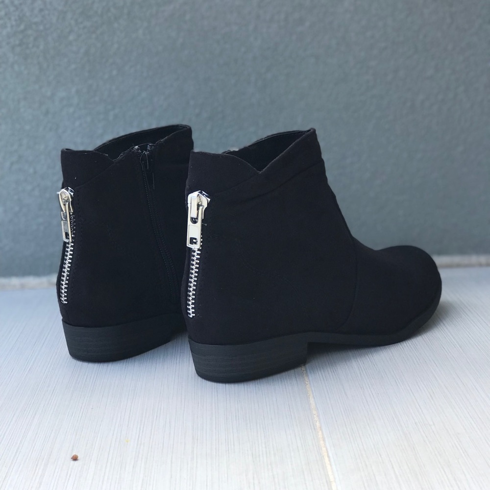 Corset Zip Back Black Chelsea Ankle Booties - Picture 6 of 8