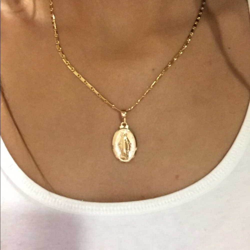 New 18k gold Virgin Mary necklace