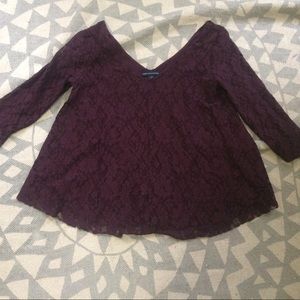 American Eagle lace maroon blouse