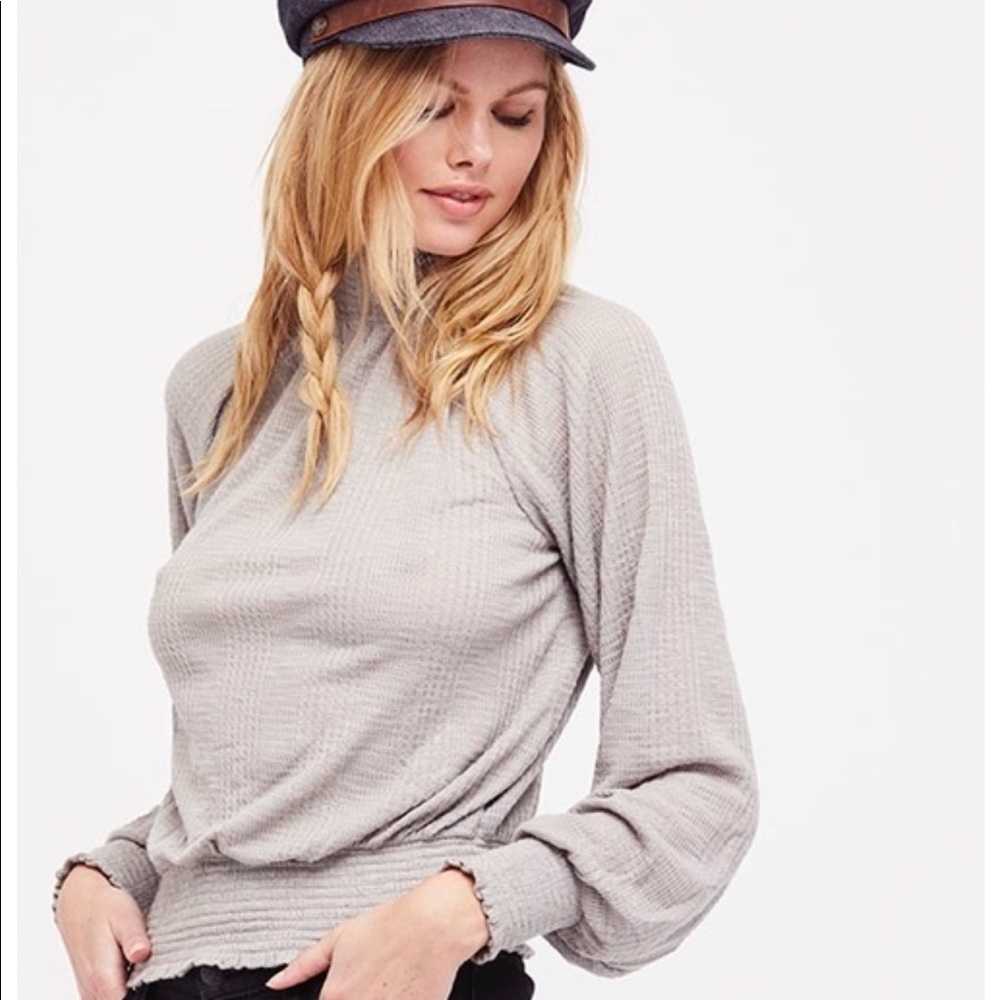 SALE NWT FREE PEOPLE THERMAL MOCK TURTLENECK TOP M - Picture 1 of 4