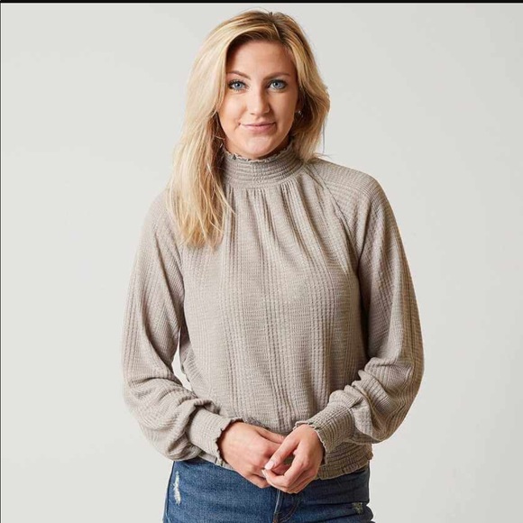 SALE NWT FREE PEOPLE THERMAL MOCK TURTLENECK TOP M - Picture 2 of 4