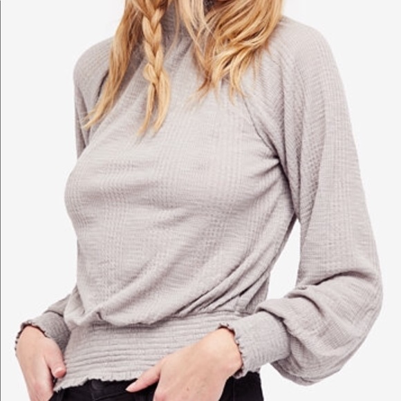 SALE NWT FREE PEOPLE THERMAL MOCK TURTLENECK TOP M - Picture 3 of 4