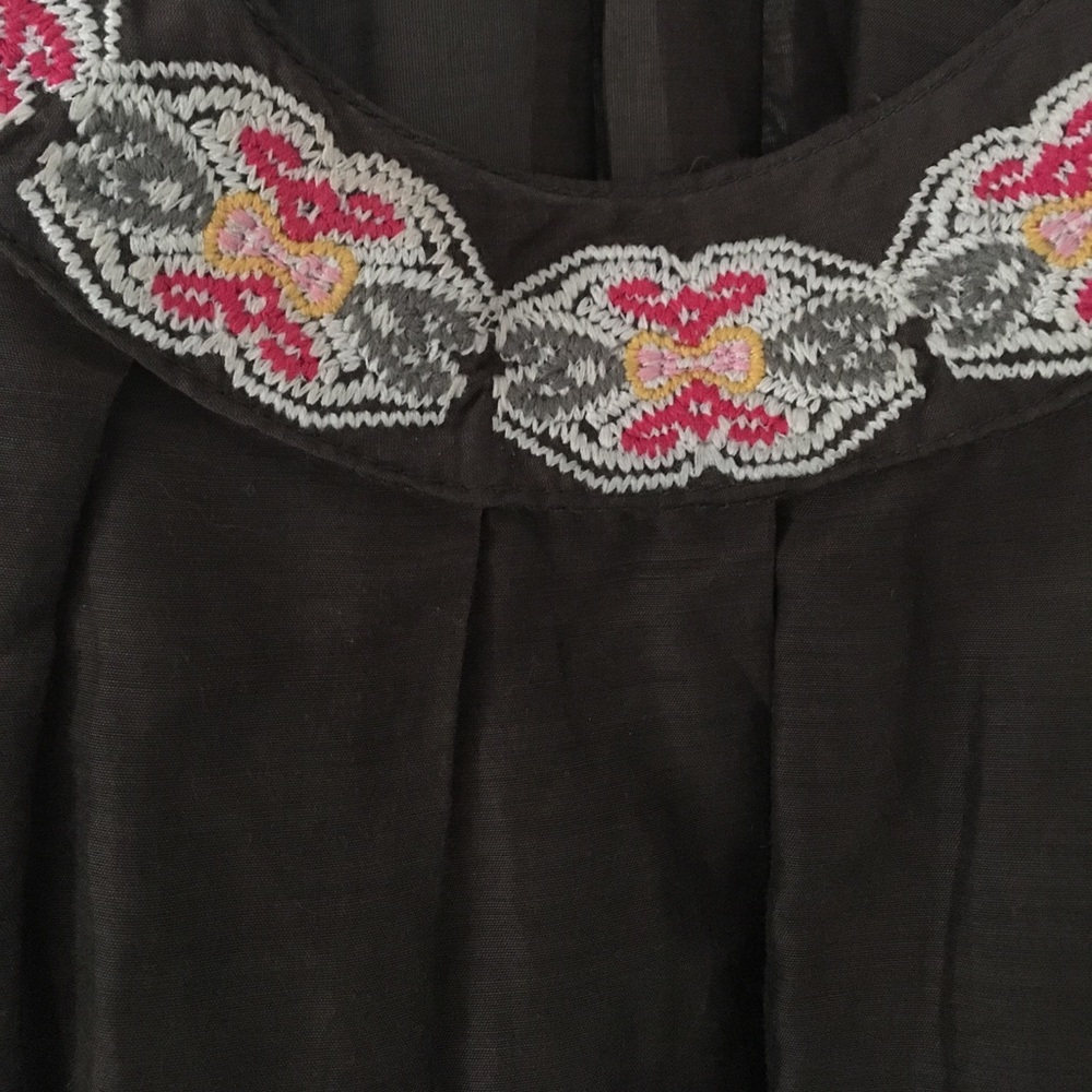 Silk/cotton blend embroidered tank