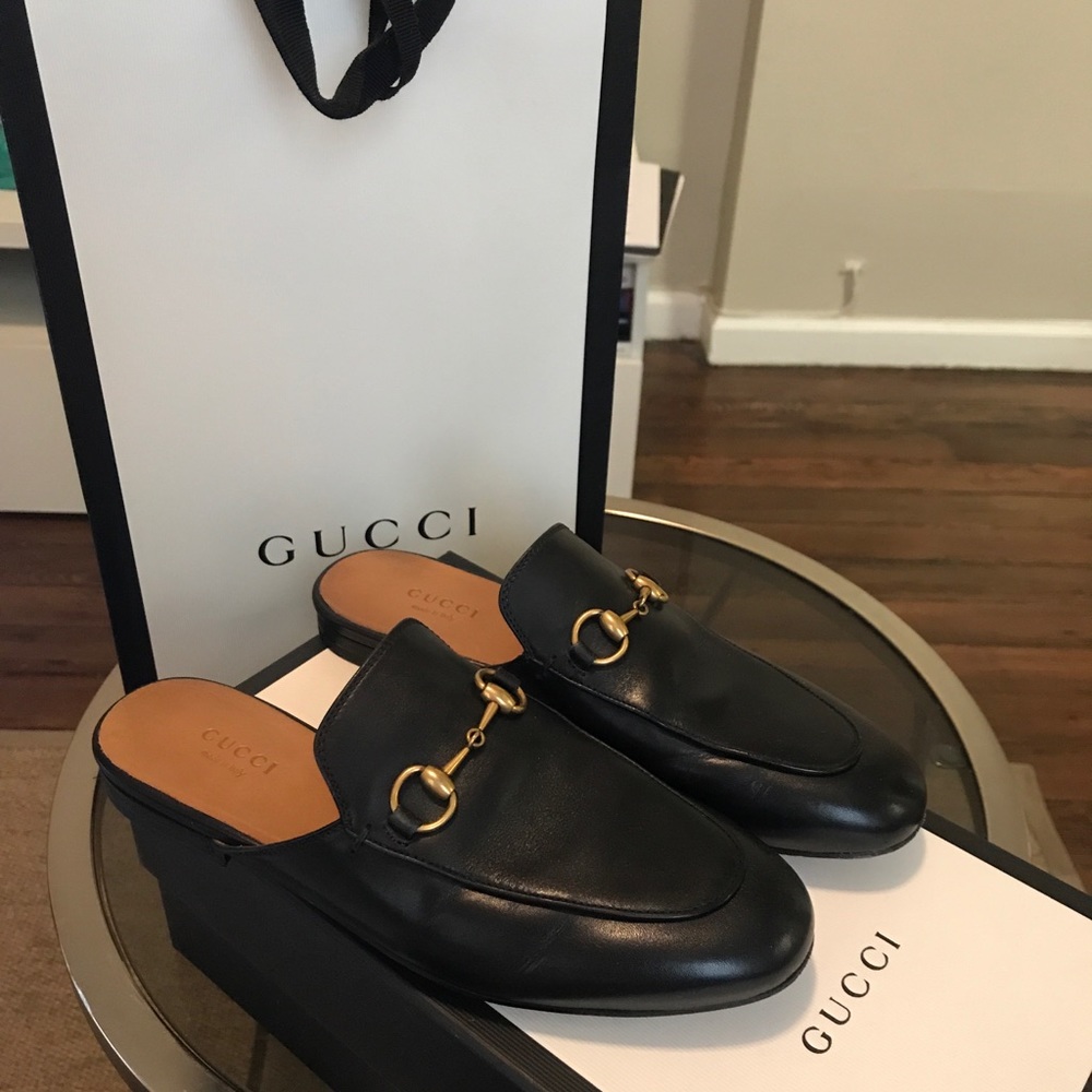 Pre-Owned Gucci Black Princeton Leather Slippers