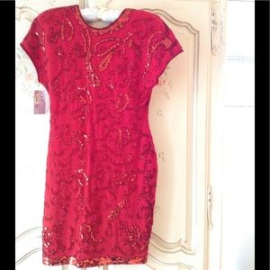 Carmen Marc Valvo Red Sequin Dress