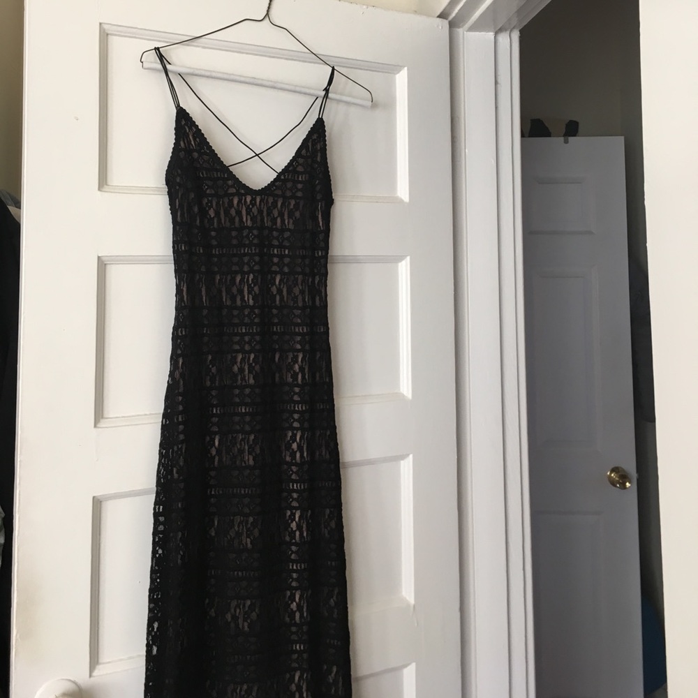 Beautiful black lace with nude lining dress